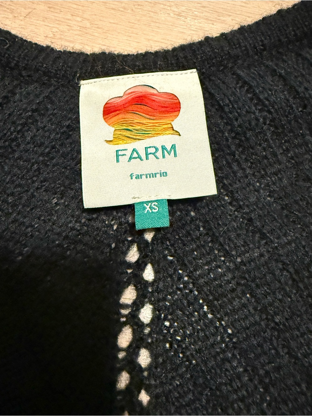 FARM Rio Black Ruffled Knit Button-Front Cardigan - Picture 4 of 5